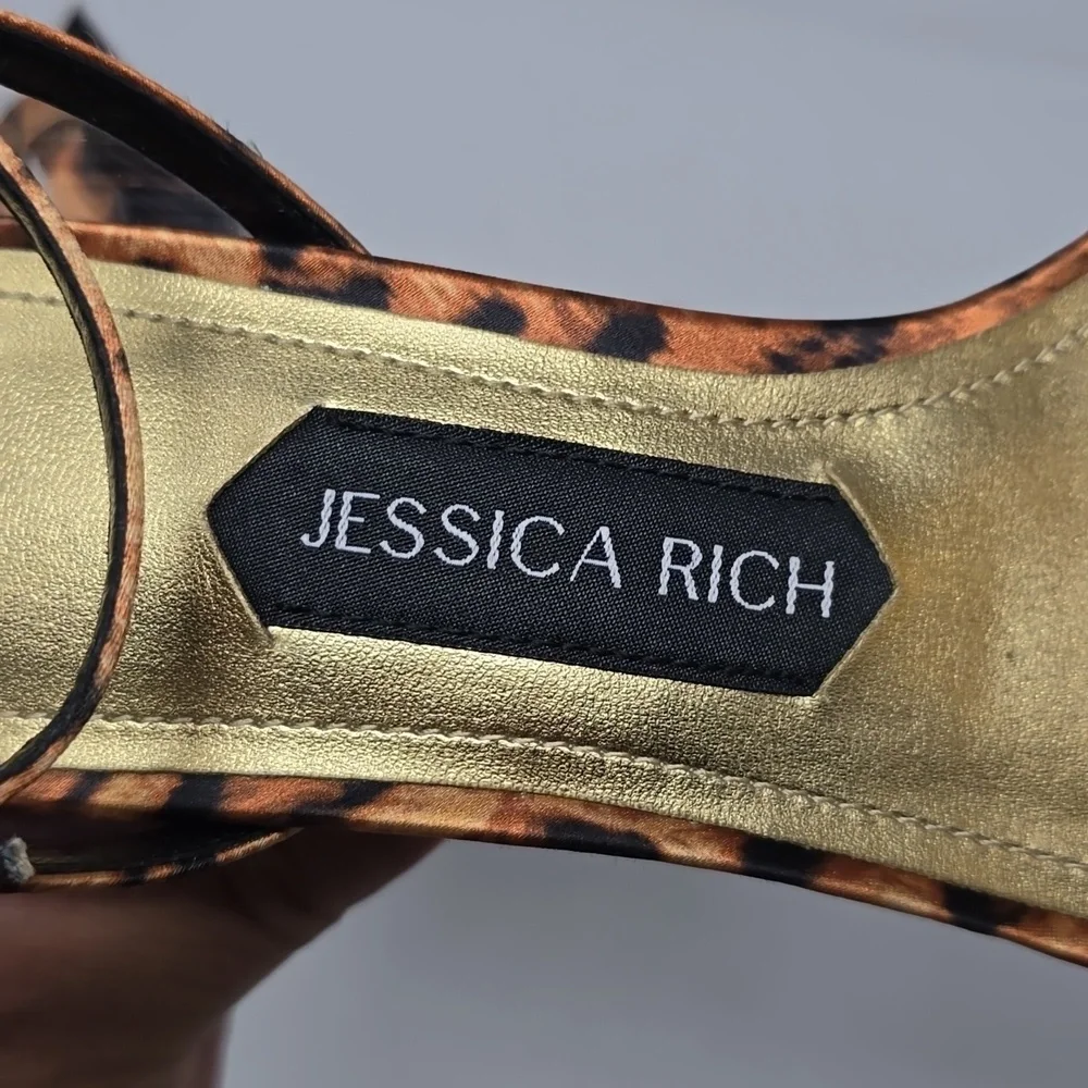 Jessica Rich Cheetah-Print Platform Heel Sandals Womens Size 39